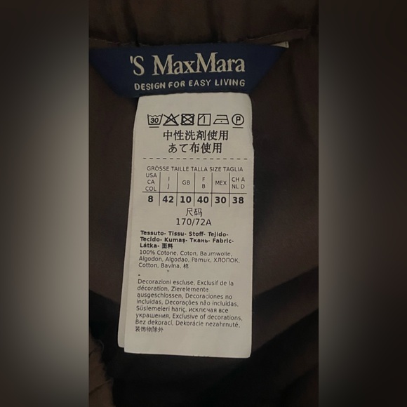 MAX MARA S Bronzo High Rise Cropped Cotton pants-Size:8-in brown - Picture 6 of 7